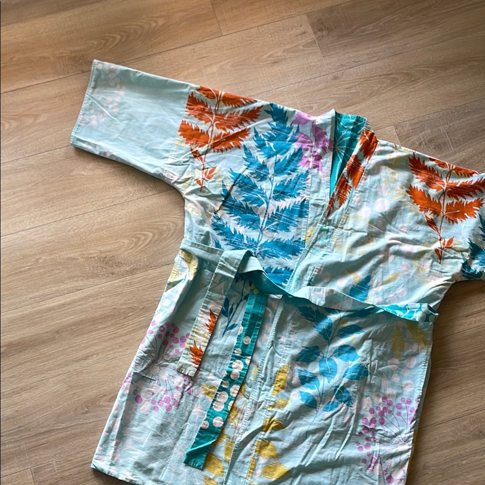 Floral Kimono handmade with Belt reversible with pockets spa